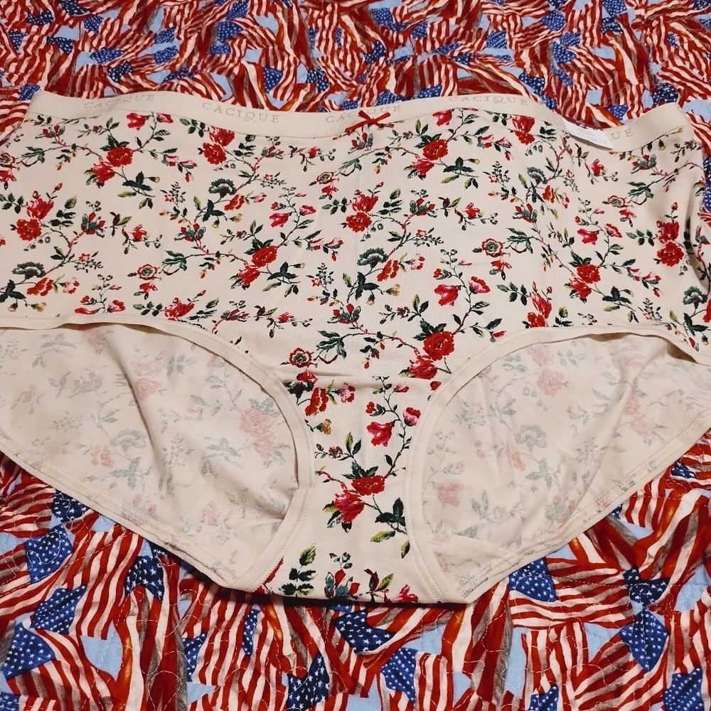 NWT Cacique Cream Floral Women's Underwear 100% Cotton.